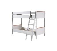 NASH WHITE - Lits Superposés Réversibles 90x200cm Blanc et Bois -
