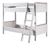 NASH WHITE - Lits Superposés Réversibles 90x200cm Blanc et Bois -