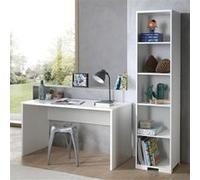 NASH WHITE - Pack Bureau + Bibliothèque 5 Niveaux - Altobuy Blanc