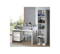 NASH WHITE - Pack Bureau + Caisson Rangement + Bibliothèque -