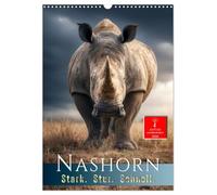 Nashorn - Stark. Stur. Schnell. (Wandkalender 2026 DIN A3 hoch), CALVENDO Monatskalender: Rhinos - Wildes Leben zwischen Wucht und Zärtlichkeit.