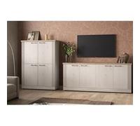 NASHVIL - Ensemble Buffet 4 Portes et Rangement Chêne Blanchi et Chêne clair - LC_MOBILI_Pack Beige G