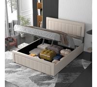 Nashville lit coffre 140x190cm en velours beige