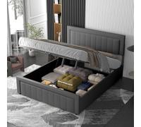 Nashville lit coffre 160x200cm en velours gris