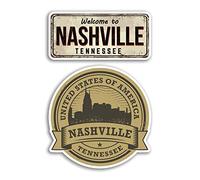 Nashville Lot de 2 autocollants en vinyle de 10 cm de large - Amérique, États-Unis, Tennessee #78547