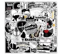 Nashville Music City Lot de 50 autocollants mignons et drôles en vinyle imperméables pour ordinateur portable, skateboard, scrapbooking, téléphone, moto, ordinateur, bagages, en vinyle, pour enfants