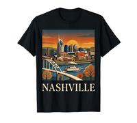Nashville Tennessee Skyline River Art rétro Vintage T-Shirt