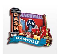 Nashville Tennessee USA Amérique Aimant de réfrigérateur 3D en bois Souvenirs de voyage faits à la main Artisanat Aimant de réfrigérateur Autocollants Décoration d'intérieur Collection Cadeau