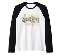 Nashville Tennessee Vintage Skyline Dessin Manche Raglan
