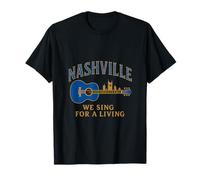 Nashville We Sing for a Living Motif horizon de guitare T-Shirt