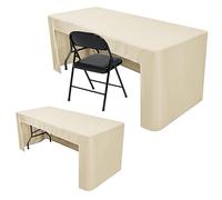 Nasitos Lot de 2 nappes beiges pour tables de 2,4 m - Nappe pliante à dos ouvert, lavables et infroissables, rectangulaires, salons, fêtes, mariages, banquets, buffets, foires artisanales