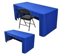 Nasitos Lot de 2 nappes royales bleues de 1,8 m avec dos ouvert pliable en tissu lavable pour table rectangulaire, salon professionnel, salon du livre, salon de carrière, convention, événements