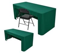 Nasitos Lot de 2 nappes vertes de 1,8 m pour table pliante, dos ouvert, en tissu lavable et infroissable pour salon commercial, foire du livre, foire de carrière, conventions, événements
