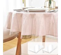 Nasitos Lot de 2 Petites nappes Rondes en Plastique imperméable, résistantes à l'huile et aux déversements, pour Petite Table Basse, extérieur et intérieur, 152,4 cm