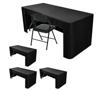 Nasitos Lot de 4 nappes noires pour tables rectangulaires de 1,83 m - Housses pliantes à dos ouvert pour salon artisanal, exposition, événements, stand de vendeur