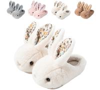 Nasogetch Chaussons Enfant Fille Hiver Pantoufles Antidérapants Bébé Peluche Lapin Mignon Chaud Chaussures Beige 170 25/26 EU