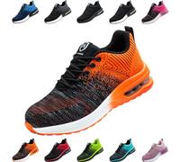 Nasogetch Chaussures de Sécurité Hommes Femme Basket de Securite Légère Confortable Respirante Embout Acier Protection Chaussures de Travail Orange EU 42