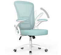 naspaluro Chaise Bureau avec Accoudoir Relevable, Fauteuil de Bureau, Vert | en Maille Respirante avec Soutien Lombaire, Dossier Inclinable et Hauteur Réglable, Roulette Pivotant à 360°