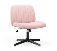 naspaluro Chaise de Bureau sans Accoudoirs, Fauteuil de Bureau avec Large Assise sans roulettes, Fauteuil Pivotant en Velours, Chaise de Maquillage Dossier Inclinable et Hauteur Réglable, Rose