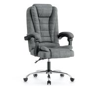 naspaluro Fauteuil de Bureau, Chaise de Bureau avec Large Assise rembourrée, Chaise Ergonomique Inclinable Hauteur Réglable, Roulette Silencieuse, Coton et Lin, Gris Foncé