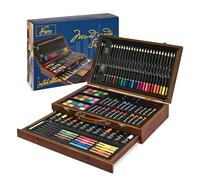 Nassau Fine Art Mallette de coloriage, 145 pièces, dans Une boîte de Rangement en métal, pour Enfants et Adultes, Crayons de Couleur, Aquarelle, Pastels, Loisirs, école et Travail