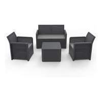 Concept Usine – Salon de jardin Nassau 4 places – 1 canapé, 2 fauteuils, table basse – Gris foncé