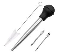 NASSMOSSE 1 seringue à jus pour Dinde en Acier Inoxydable avec Embout en Silicone, Aiguilles détachables et Brosse de Nettoyage incluses. Idéale pour la Cuisson de la Viande.