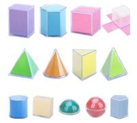NASSMOSSE 12 pièces/Ensemble Formes 3D pour l'enseignement, Formes géométriques en Plastique Amovibles, Blocs de Motifs éducatifs Multicolores pour Les Enfants