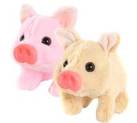 NASSMOSSE 2 pièces en Peluche de Cochon électrique, Jouets en Peluche Doux d'animal en de Cochon Marche Mignon avec des Cadeaux Son et Mouvement pour Les garçons et Les Filles, Pas Batterie