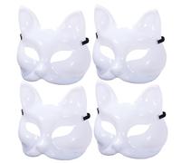NASSMOSSE 4 PCS Cat Mask DIY Blank Paintable Halloween Fox Mask Mask Face Masque thérian Blanc inachevé avec Groupe élastique pour Cosplay Masquerade Party Halloween Decor