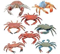 NASSMOSSE 8pcs Fake Crab Figurine Assormé Toy Crabe Artificiel et réaliste PVC PVC Animal Figurines Interactive Educational Toys Gifts for Kids