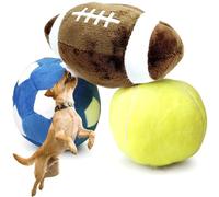 NASSMOSSE Balle Interactive pour Chien, 3 pièces, Jouets couinants Moelleux, Ballon de Football, balles de Football et Tennis pour Peluche Petite et Moyenne, Cadeaux d'anniversaire