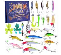 NASSMOSSE Calendrier de la pêche de l'avènement 2025 24 Jours Calendrier à rebours Noël avec Accessoires Pratiques Cadeaux Noël pour Le pêcheur Adultes Hommes Adolescents garçons