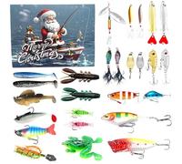 NASSMOSSE Calendrier de l'Avent de la pêche 2024 26 Jours Compte à rebours du Calendrier l'Avent la pêche Comprend Divers Cadeaux Noël d'appâts pour Les Hommes, Les pêcheurs, Les passionnés (style1