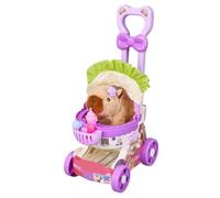 NASSMOSSE Capybara Toys Jouets interactifs pour Animaux de Compagnie Vivants en Mouvement Peluches Capybara avec Poussette et biberon Animaux électroniques Rechargeables pour Enfants