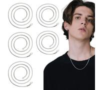 NASSMOSSE Chaîne de Serpents en Argent 5pcs, chaîne de Serpents 20 Pouces pour Fabrication Bijoux, Accessoires Mode pour Hommes Cadeaux