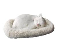 NASSMOSSE Chat réaliste, Jouet interactif pour Dormir et Respirer avec Tapis, Animaux en Peluche accompagnés pour Enfants, Adultes, Blanc