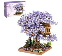 NASSMOSSE Cherry Blossom House House Plastic Bonsaï Arbre assemblé Mignon Flower Tree DIY Mini BLICE Blocks pour Les Adultes, 14+ Adolescents (sans léger) Purple Set