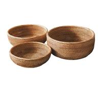 NASSMOSSE Corbeilles à Pain, 3 paniers Ronds en rotin tressé, Rangement du Pain Naturel pour la Cuisine, la Salle à Manger, Le Magasin et Le café.