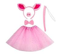 NASSMOSSE Costume de Cochon Fantaisie pour Enfants avec Oreilles, Nez, Queue, nœud Papillon, Jupe, kit de Robe d'animal, Accessoires pour fête, Mardi Gras, Carnaval, Jeu d'habillage