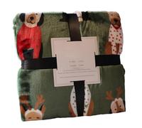 NASSMOSSE Couverture de Noël Couverture de Noël en Flanelle Douce et Chaude, Motif Chien, 120 x 200 cm, épaisse, pour canapé, lit, Salon