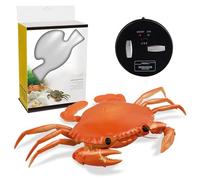 NASSMOSSE Crabe télécommandé à 3 canaux, Jouets réalistes avec Yeux Lumineux, Jouet Crabe ABS Robuste et Portable, pour Enfants, Rouge