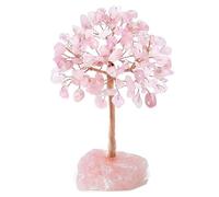 NASSMOSSE Crystal Tree 4.7 '' Exquis Rose Quartz Gemone Gemstone Tree Copper Fire enveloppé des Pierres de guérison avec des Branches Personnalisables pour Le Salon du Bureau de la Chambre