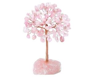 NASSMOSSE Crystal Tree 4.7 '' Exquis Rose Quartz Gemone Gemstone Tree Copper Fire enveloppé des Pierres de guérison avec des Branches Personnalisables pour Le Salon du Bureau de la Chambre