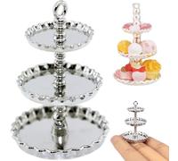 NASSMOSSE Décor de Maison de poupée, 1 Mini Support à gâteaux à l'échelle 12, Support Cupcakes Miniature en Alliage 3 Niveaux pour Cuisine Maison poupée, décor Salle Manger