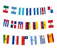 NASSMOSSE Décorations en Classe espagnole 19, 7ft Flags de Cordes de Polyester méticuleuses 7, 9x11, 8 Pouces 20 Drapeaux Pays espagnols pour Le Mois Traditionnel et Les événements culturels