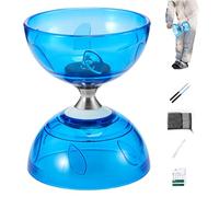NASSMOSSE Diabolo Chinois yoyo Set Portable Bleu Grand Grand Triple roulement Diabolo yoyo avec bâton de Jeu, Ficelle et Sac de Filet