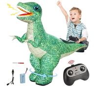 NASSMOSSE Dinosaure Gonflable électrique réaliste Vert Dinosaure télécommandé avec Rotation à 360 °, Avant et arrière, Gros Jouets Rechargeables pour garçons Cadeaux d'anniversaire pour Enfants