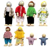 NASSMOSSE Dollhouse People Ensemble Complet de Maison de poupée en Bois avec Membres Mobiles, Jeu rôle Familial pour Une décoration intérieure chaleureuse 8