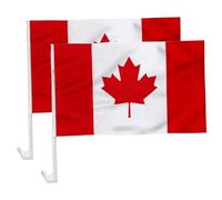 NASSMOSSE Drapeau du Canada 2 pièces Drapeau de Voiture Canadien 12x18 Pouces avec Clip sécurisé pour Les défilés de célébrations Festivals